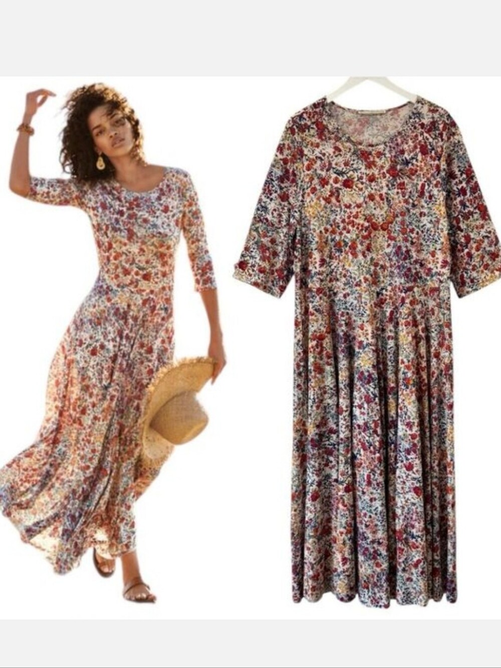 Peruvian Connection Tivoli Floral Print Maxi Dress Pima Cotton